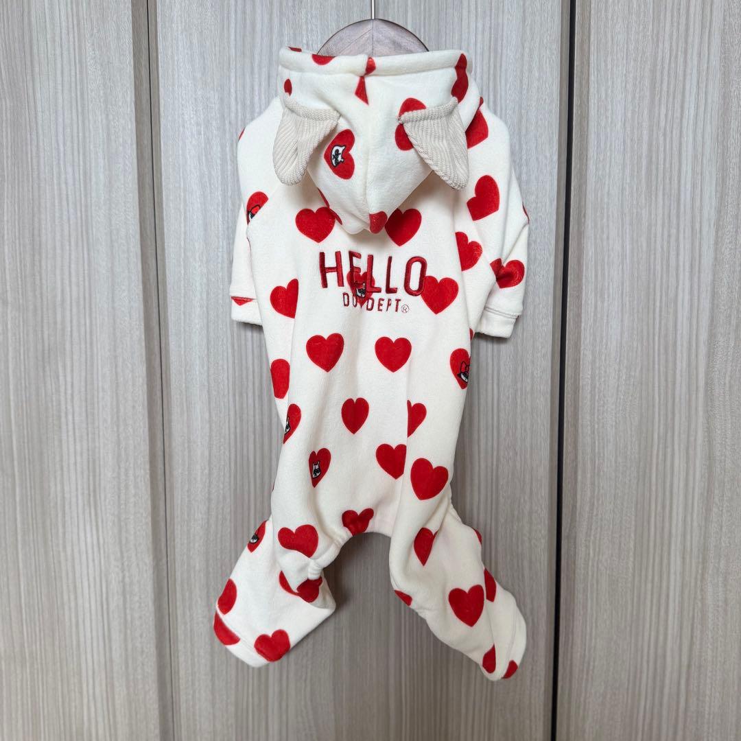 完売サイズ】DOG DEPT ストレッチフリースハートロンパース Mサイズ