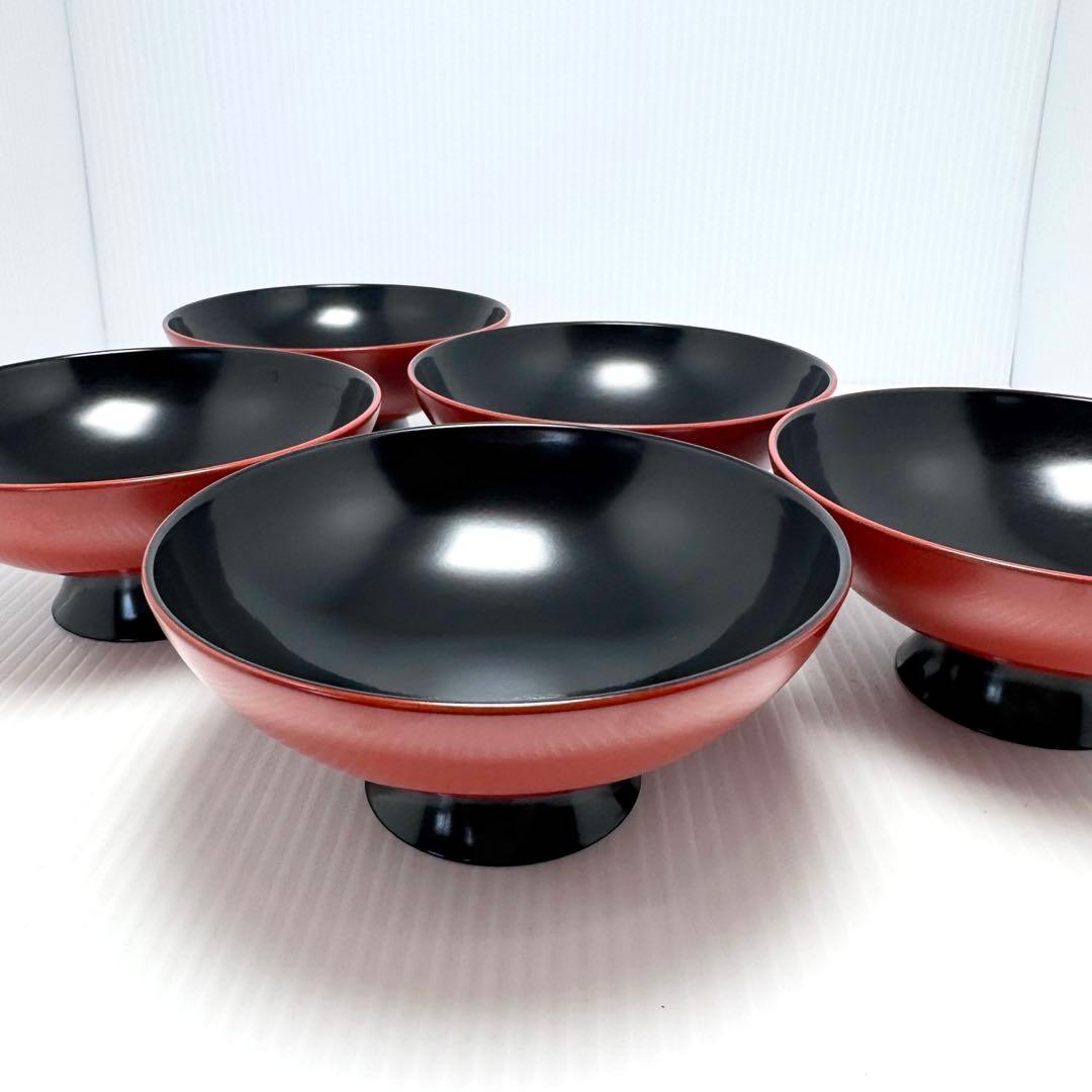 輪島塗 蓋付き椀 沈金 5客セット 漆器 伝統工芸 陶芸 漆器 赤