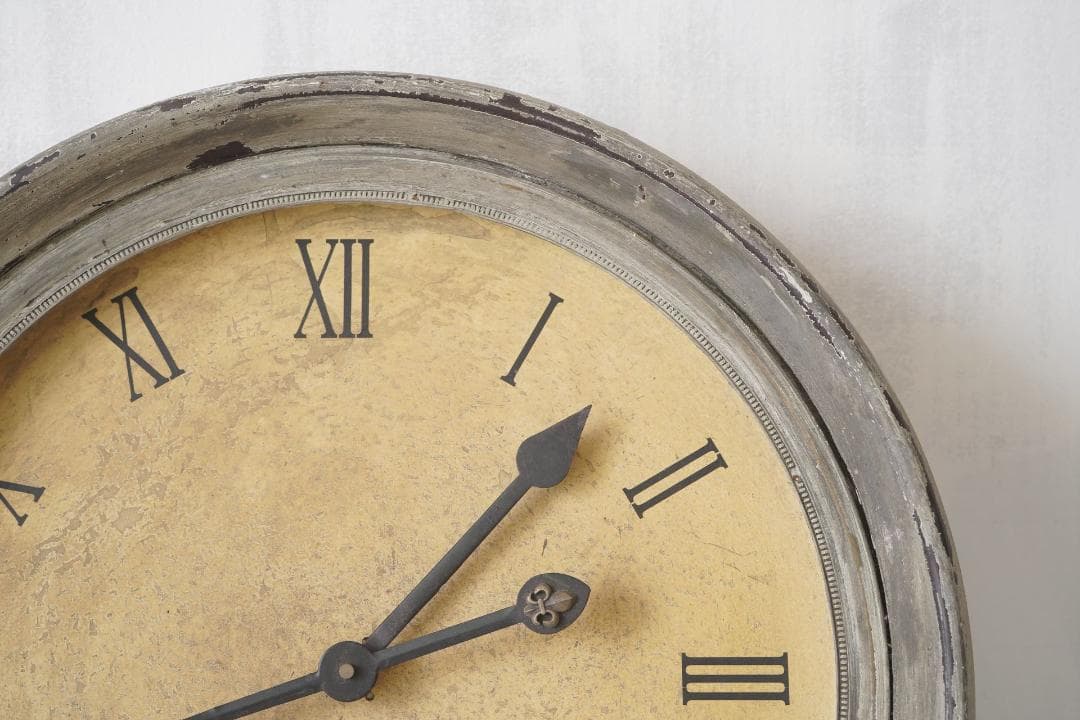 フランスアンティーク・お月様のような大きな掛時計 動作品・単3電池式 インテリア