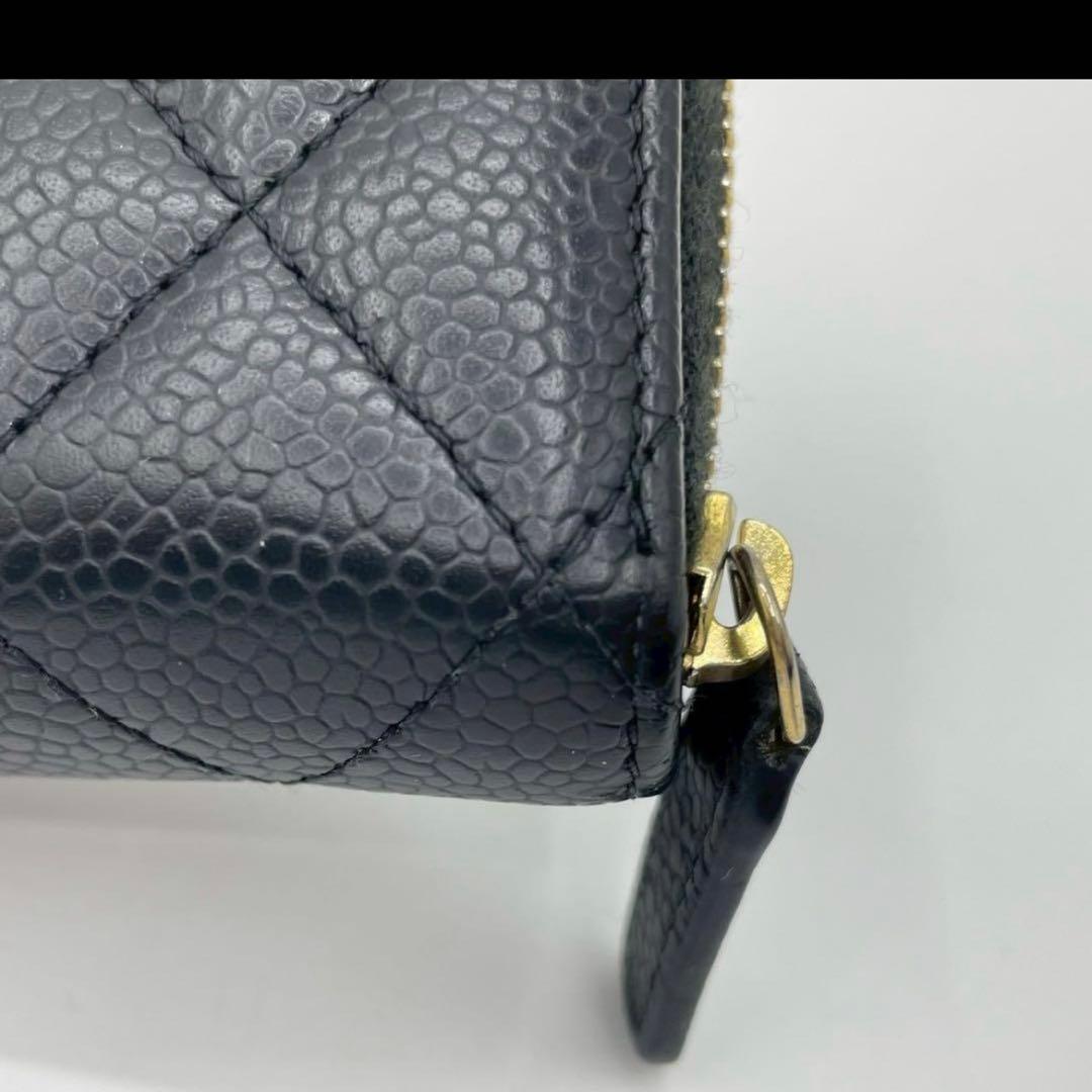 シャネル　マトラッセ　ケース　クラシック　ブラック　キャビアスキン