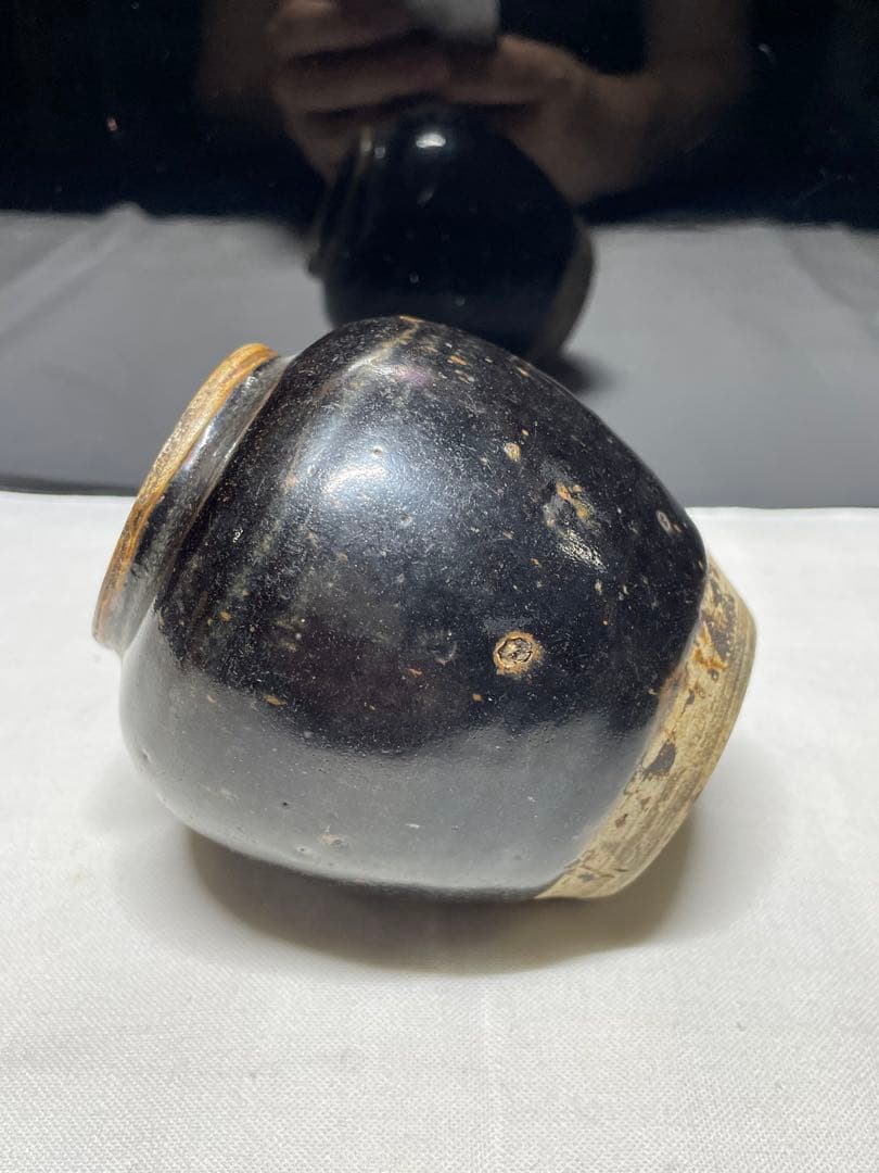 黑釉茶入。宋時代。茶道古美術。骨董品。唐物。美品。舊家蔵出し。希少品。