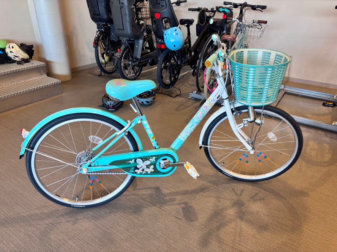 水色 子供用自転車 フロントバスケット付き