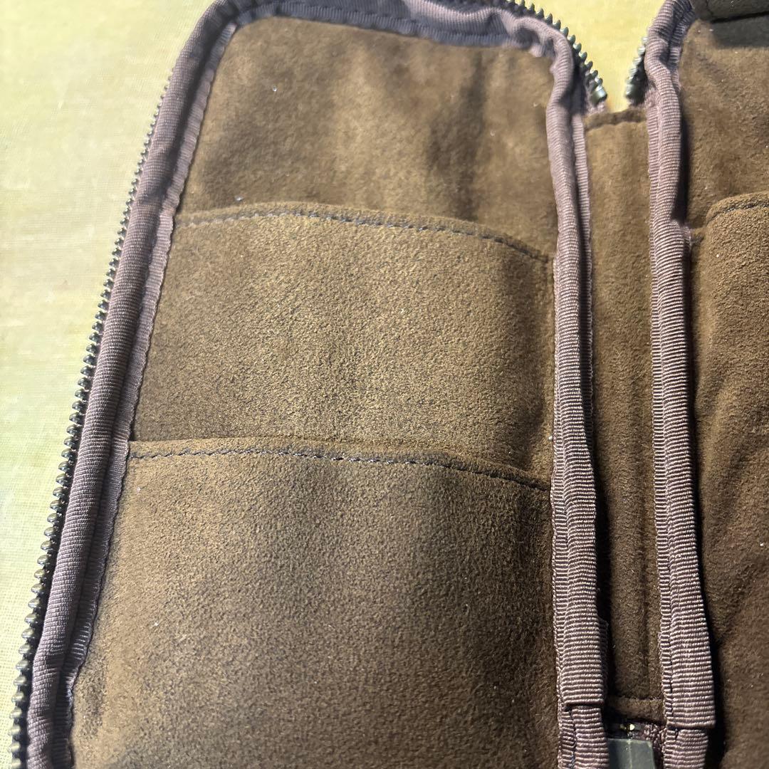 &Liebe 皮革3本差しペンケース ブラウン