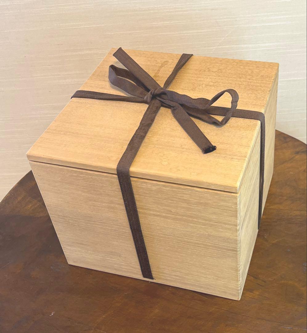 島岡達三　益子焼　竹文中皿　六枚象嵌赤絵組皿　箱入り　18cm 人間国宝