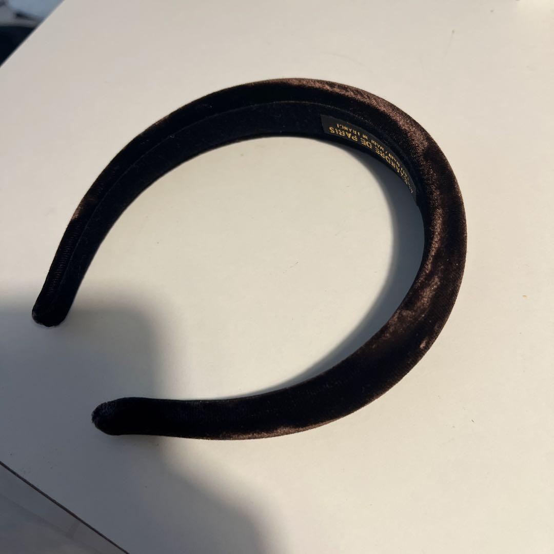 ALEXANDRE DE PARIS ブラウンベルベットヘアバンド