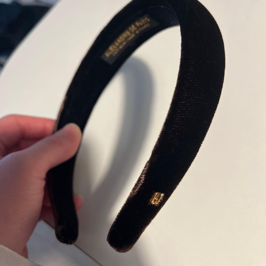 ALEXANDRE DE PARIS ブラウンベルベットヘアバンド