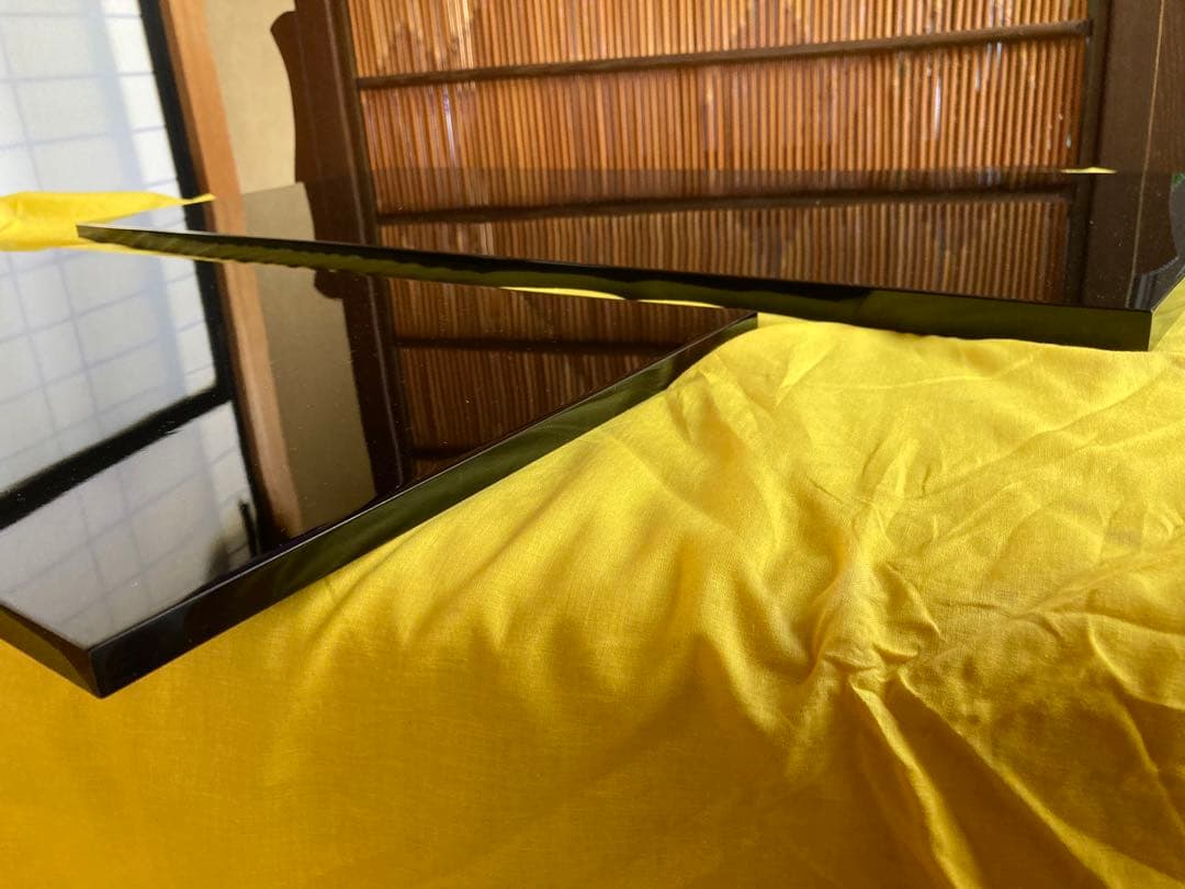 未使用 茶道具 塗師 静峰作 輪島塗 黒真塗 長板 壱双 共