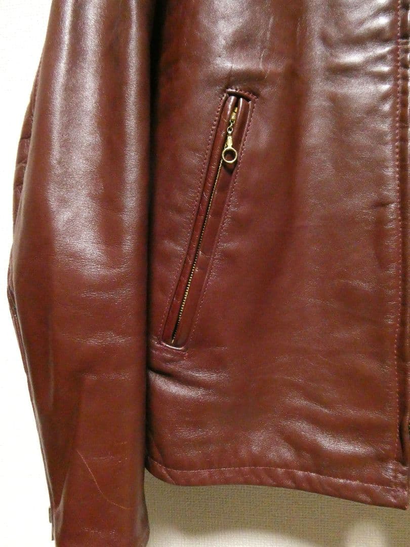 激レアカラーレッドブラウン！真鍮TALONジップ！シングルレザー