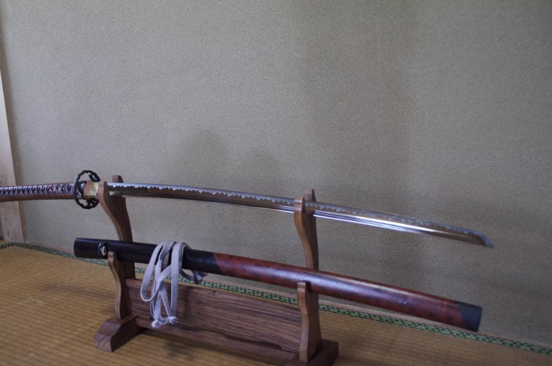 「週末特価」革巻き柄　塗分鞘　美術模擬刀　72cm　963g