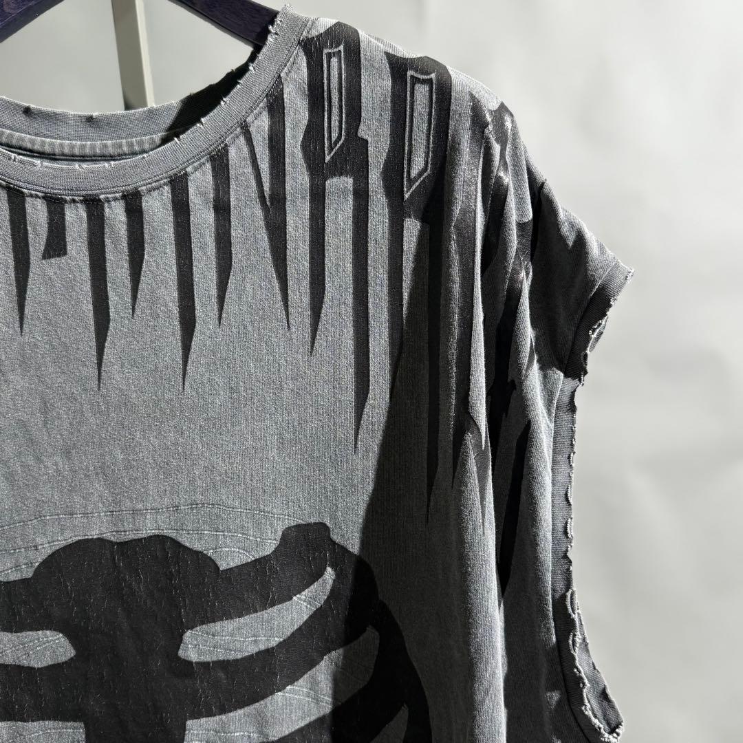 DANKE SCHON ボーンプリントデストロイノースリーブカットソー M