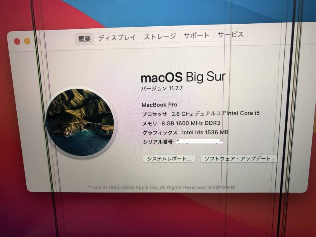 縦線ジャンク】 MacBook Pro 2014 英字キーボード
