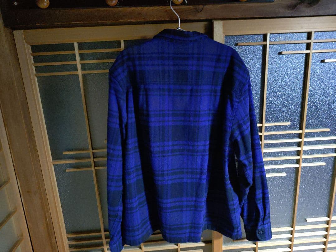 希少XL　NOAH ヘビーウエストジップアップフランネルシャツジャケット　ブルー
