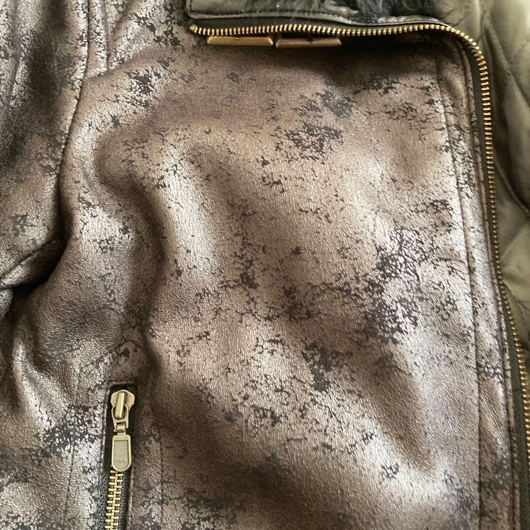 トルネードマート ヴィンテージ加工クラック柄フェイクレザーファー