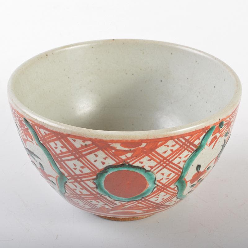 九谷焼 古九谷 大日本永楽 永楽善五郎造 赤絵 茶碗 又妙斎極め箱