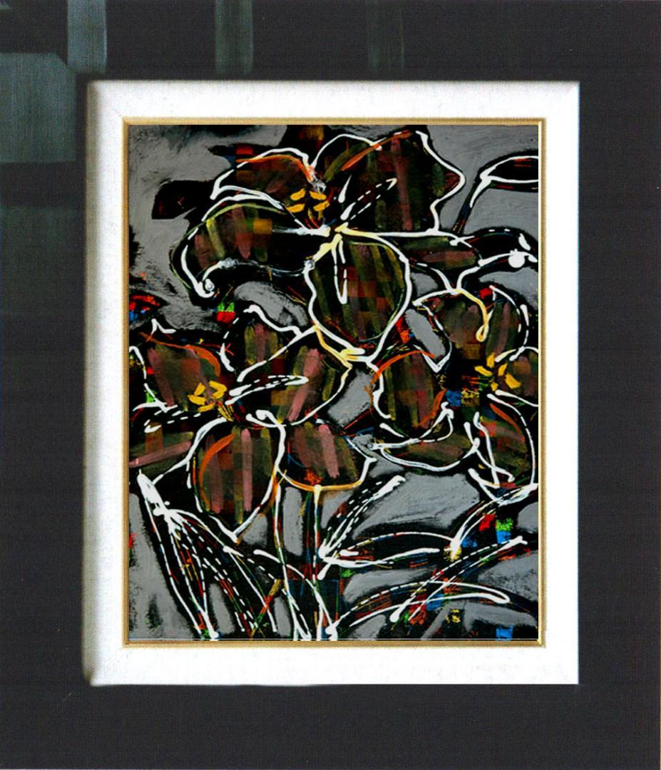 油絵 菅家令子 絵 絵画 インテリア 額付(銀) F4-090416 花 ゆり