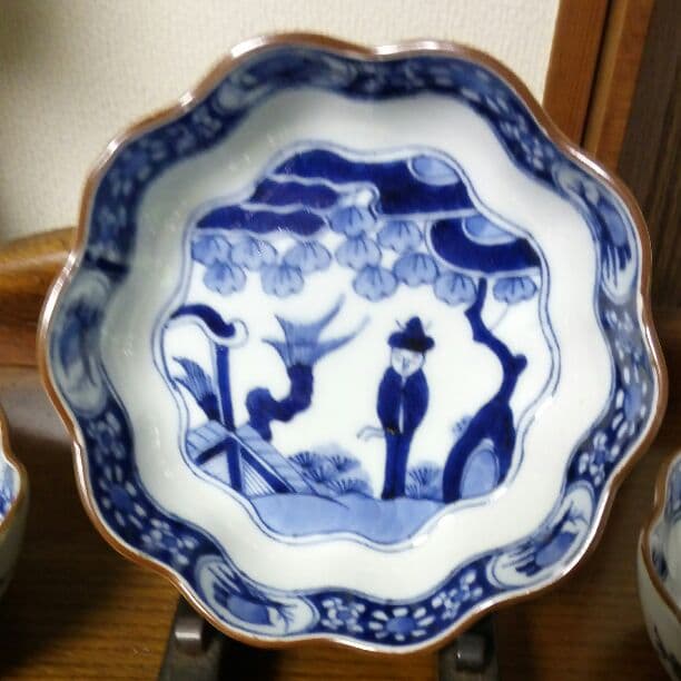 古伊万里 江戸後期 上手 完品5脚本組 南蛮人