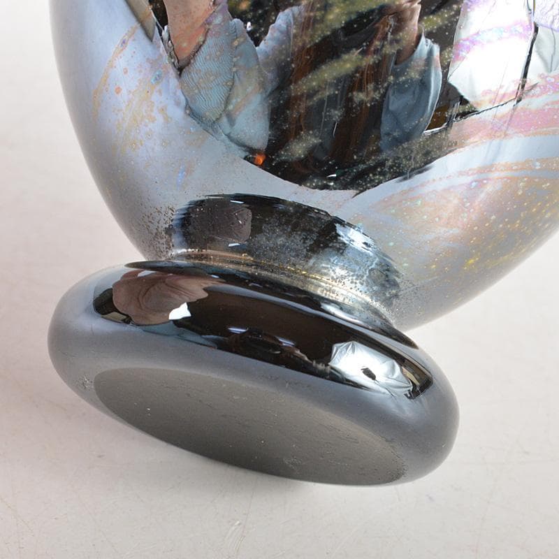 ガラス工芸作家 江口智子作 熔壌ガラス 薬師寺土 冷酒盃 共箱 V R5910