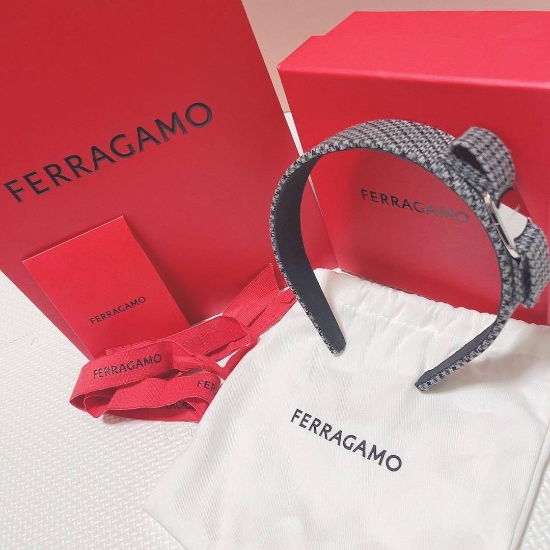 新品 Salvatore Ferragamo カチューシャ チェック 千鳥柄
