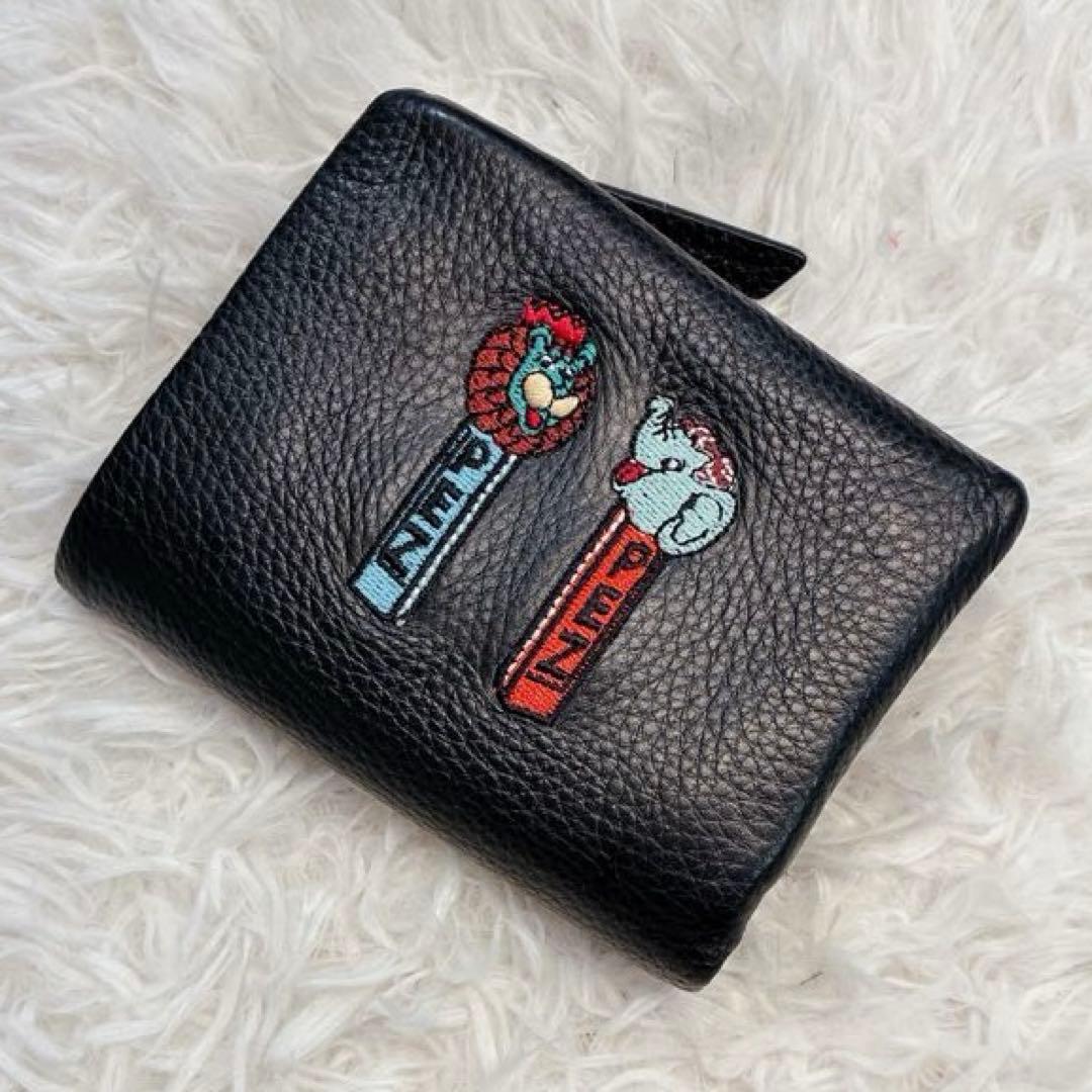 美品】ear PAPILLONNER×PEZ 刺繍 二つ折り財布 黒 - メルカリ