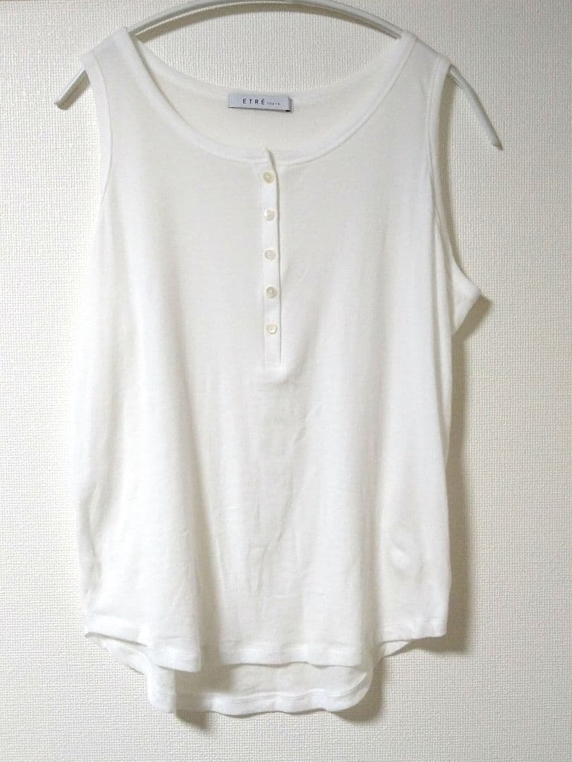 ETRE TOKYO ヘンリーネックエアリータンクトップ　ホワイト