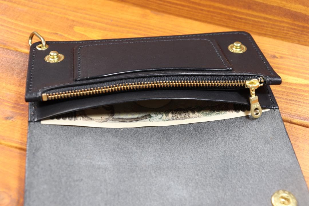 【即納商品】　ロングトラッカーウォレット　真鍮　栃木レザー