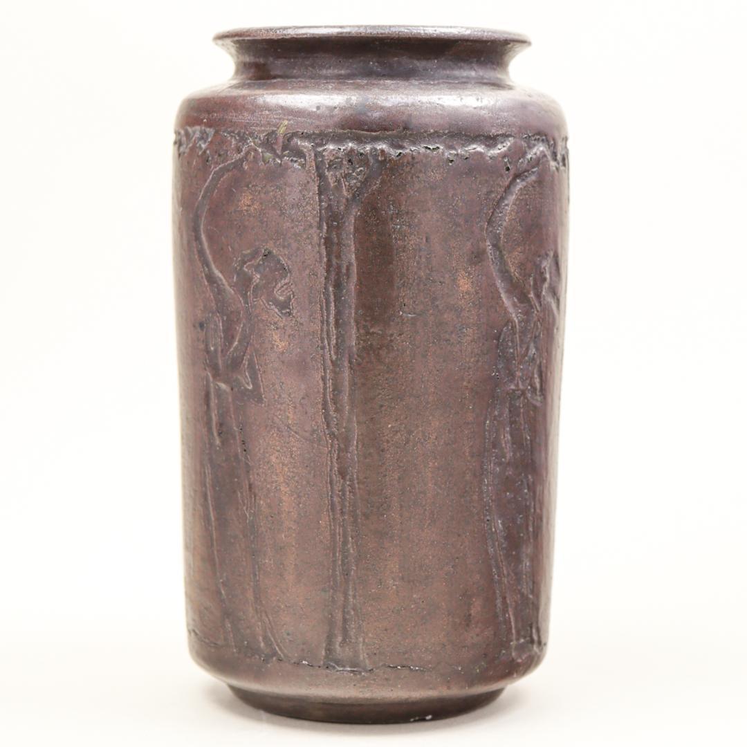 1920年 Teruwo LAST BURNING 葡萄狩り文花瓶 飾り壺