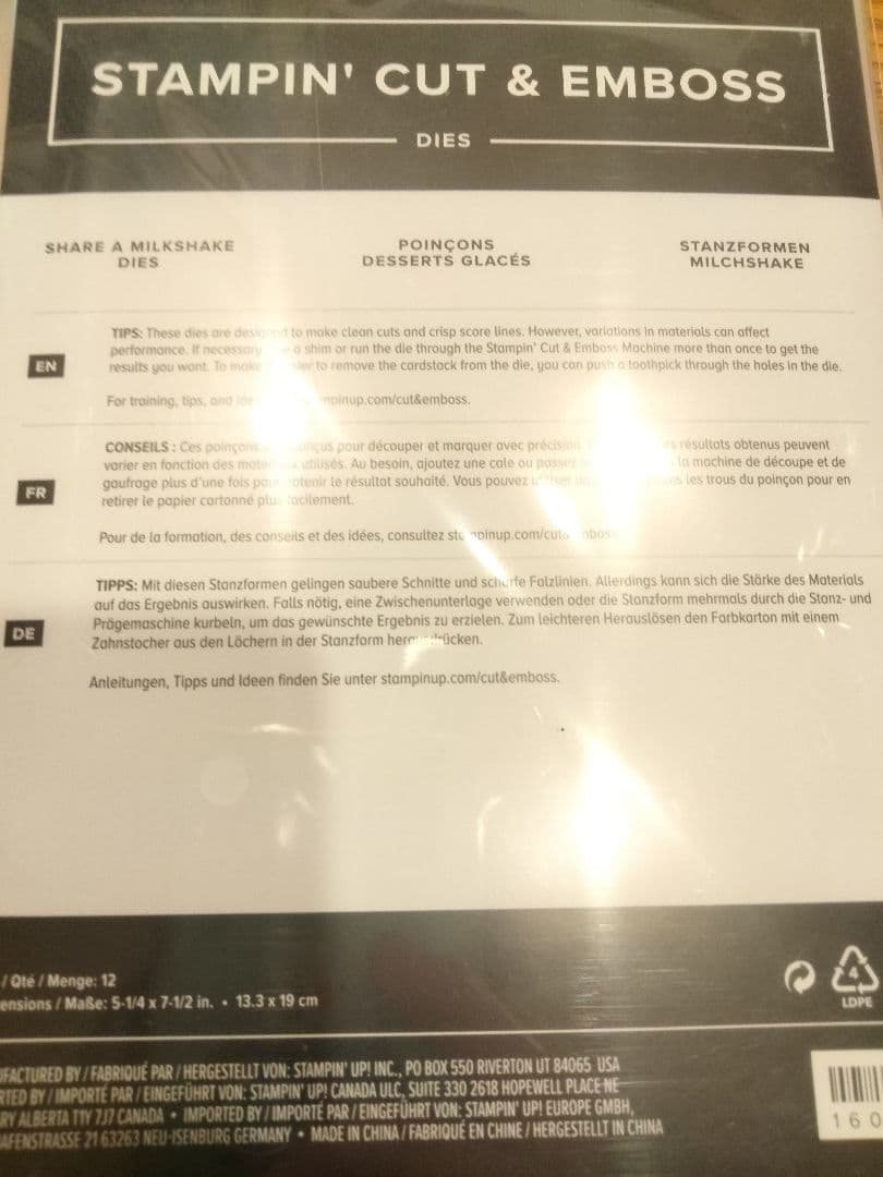 未使用 1点限りミルクシェイクスタンプ＆ダイセット スタンピンアップ