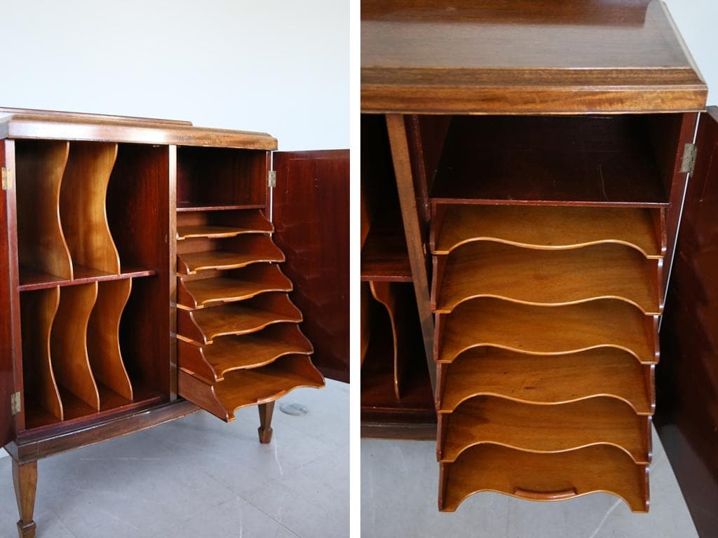 英国アンティーク木製ミュージックキャビネット/レコード収納/チェスト