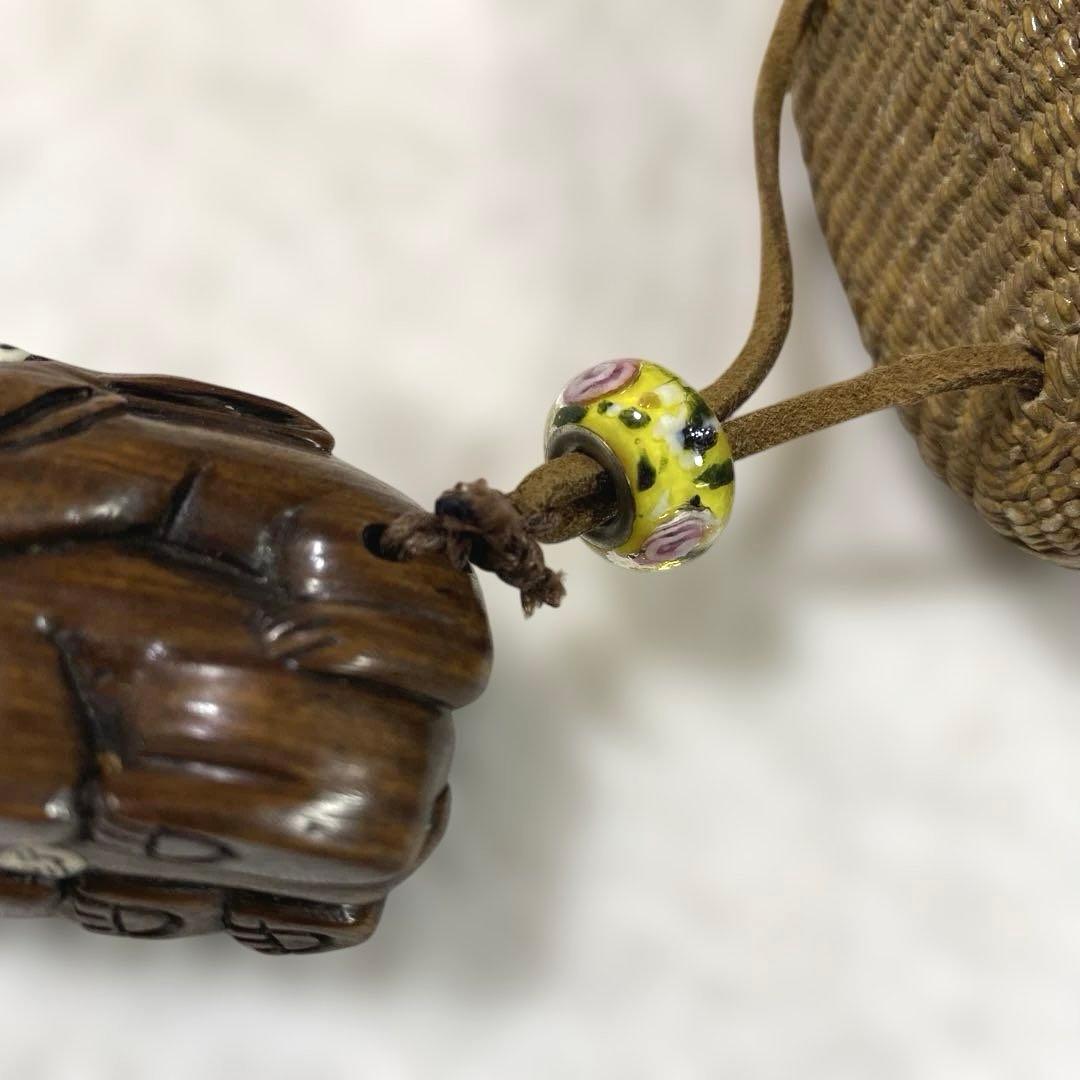 A-6 提物 下げ物 竹細工 在銘 根付 小物入れ 雑貨 時代物 美術品