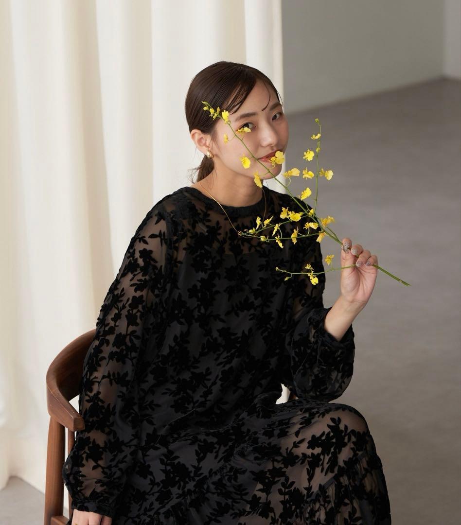 CIAOPANIC ベロアフラワーティアードワンピース