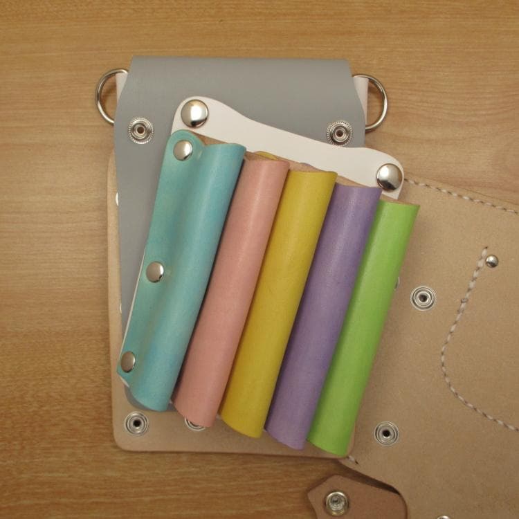 専用　ライトグレー＆カラフル　５丁差し　本革シザーケース　SCA-39/CHA