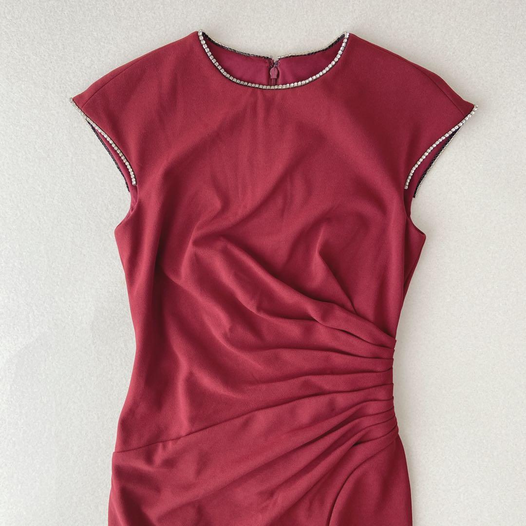 TADASHI SHOJI タダシショージ ワインレッドタイトドレス 2020年