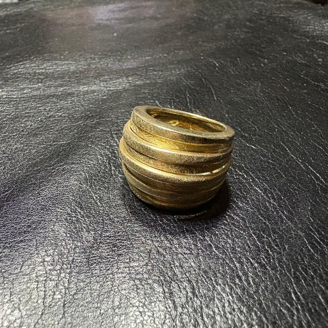 アクセサリー Vintage Silver Gold Wide Step Ring 925