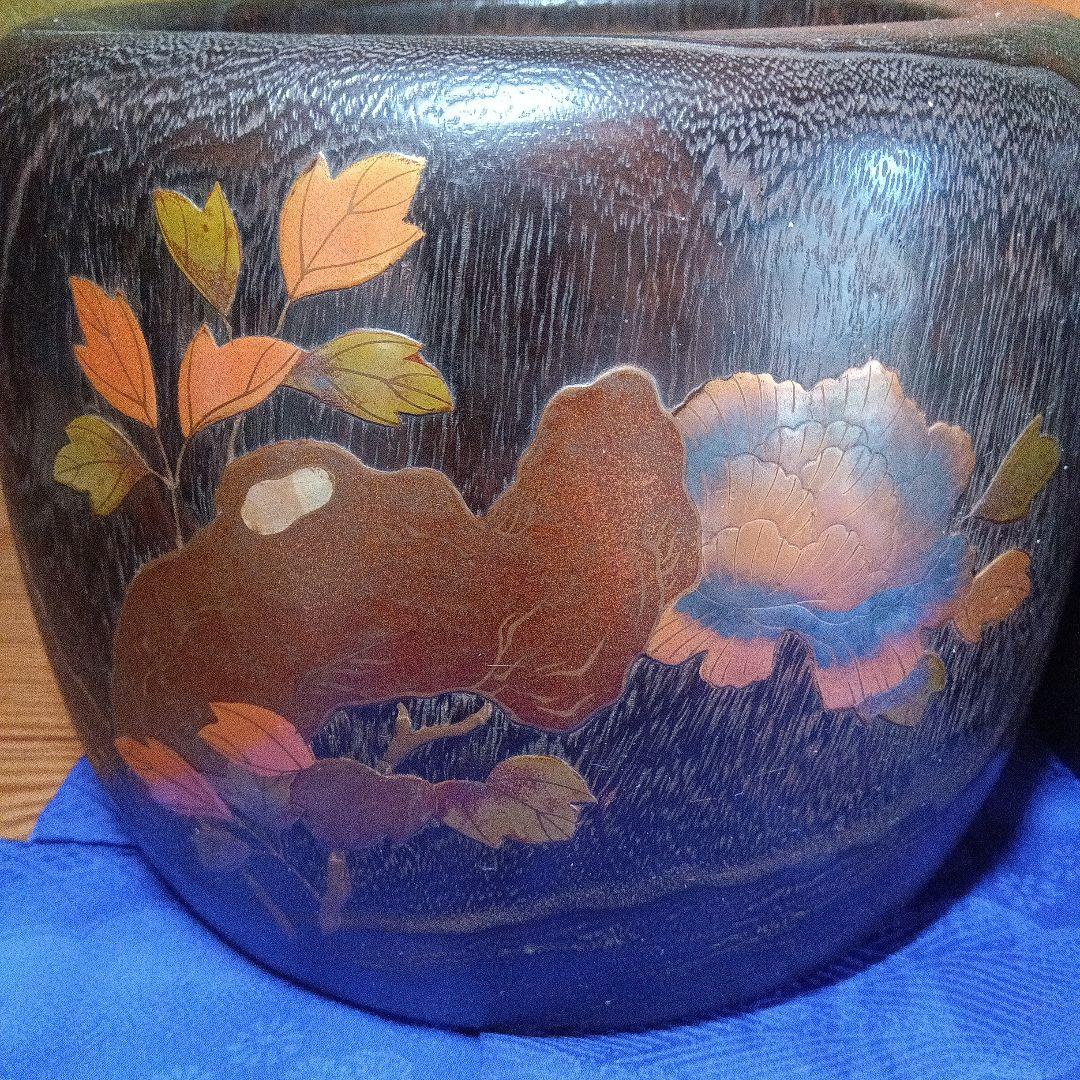 桐木蒔絵一対火鉢箱入り