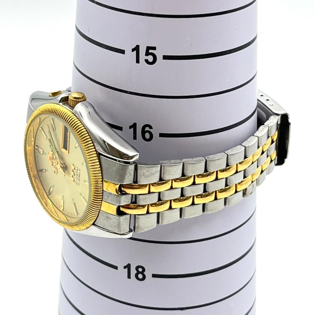 良品 オリエント スリースター 21石 腕時計 自動巻き デイデイト ゴールド