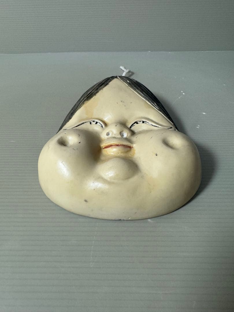 2498 骨董 裏春画 置物 彫刻 おたふく おかめ 裏絵 縁起物 お多福 お面