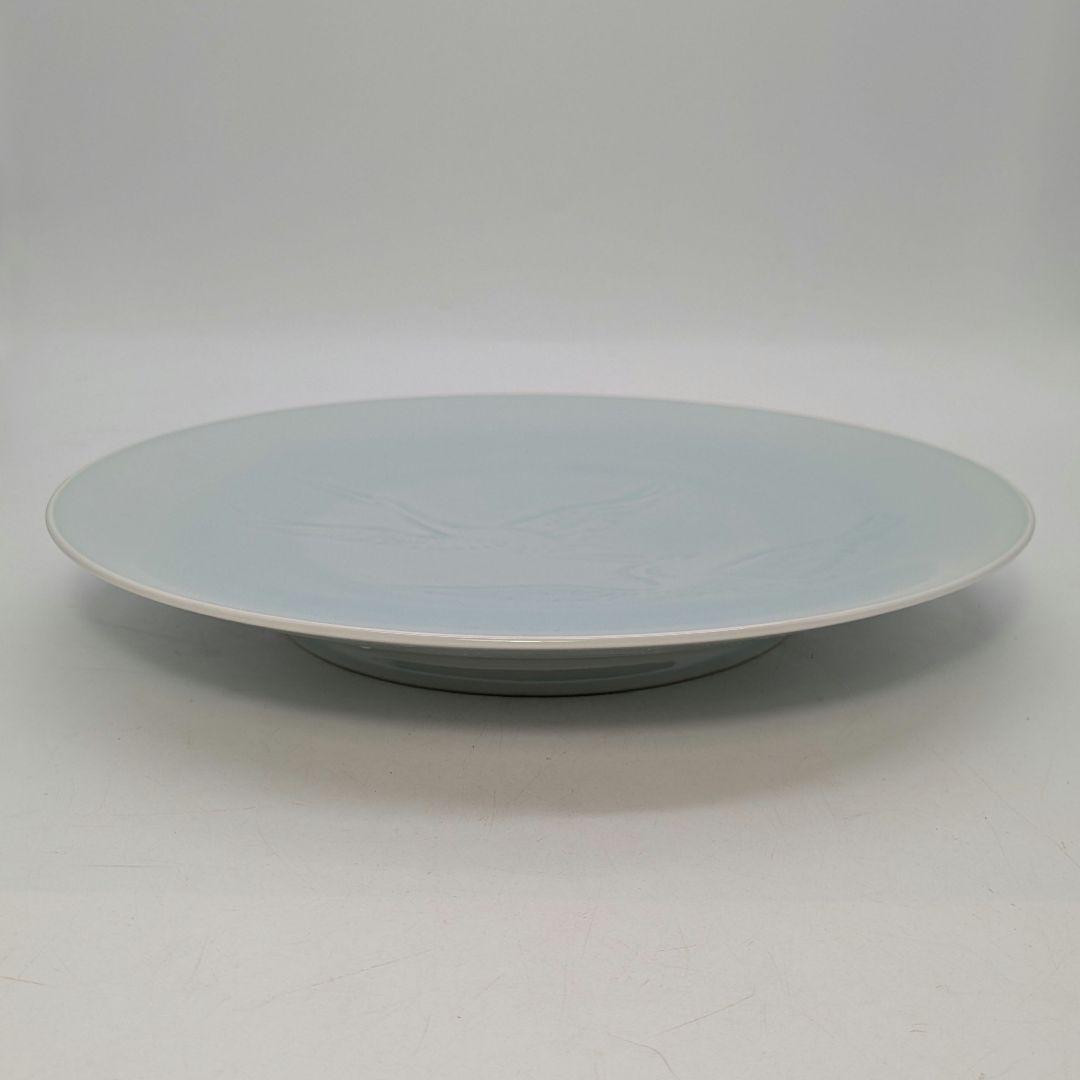 快山窯 青白磁瑞鳥文皿 共箱合布栞 大皿 飾り