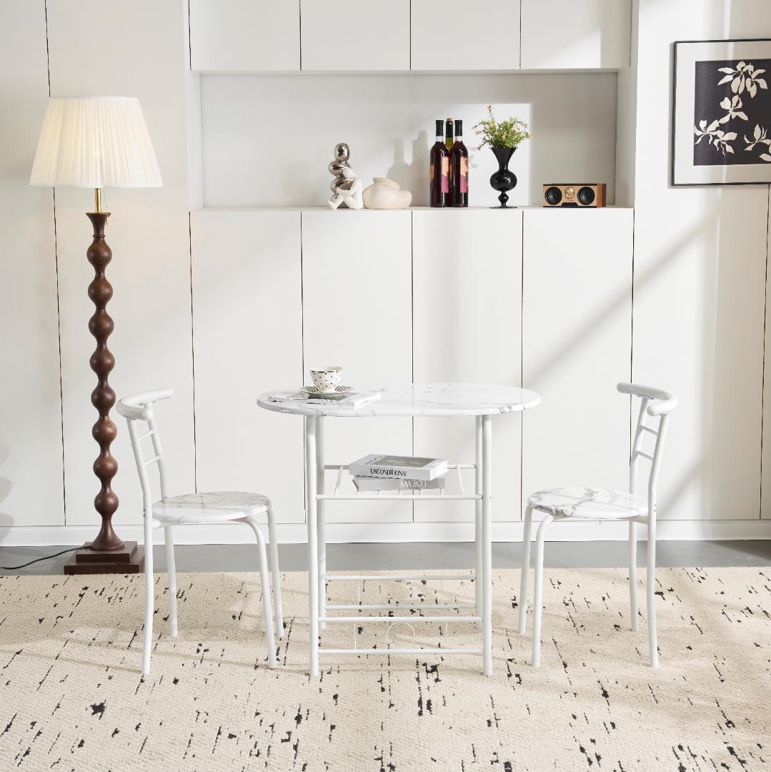 新登場！2人掛け円形ダイニング 3点セット　ダイニングテーブル　WHITE