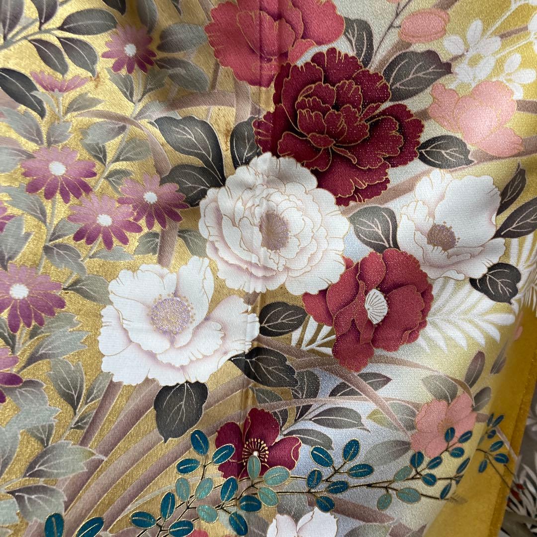 1回着用 振袖 牡丹 銀通し 大柄 トールサイズ アースカラー