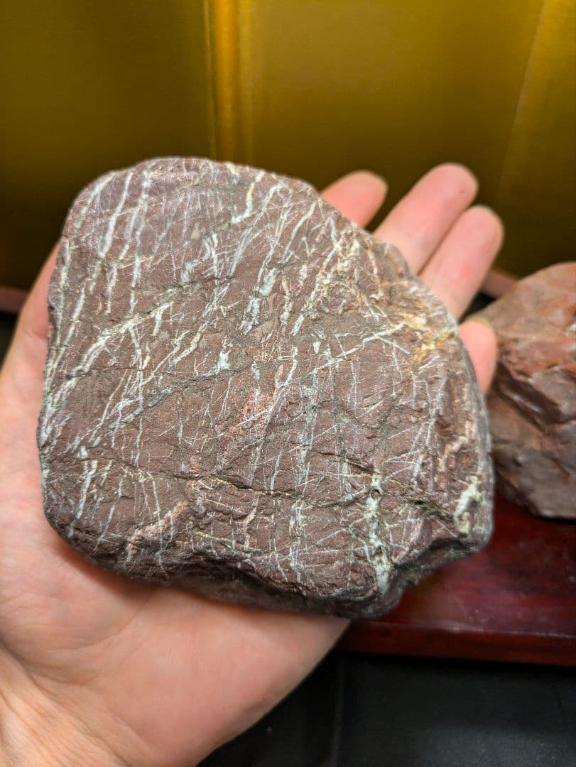 赤石 原石2個セット 計約1.76kg 天然石自立 未加工 鑑賞用 水石