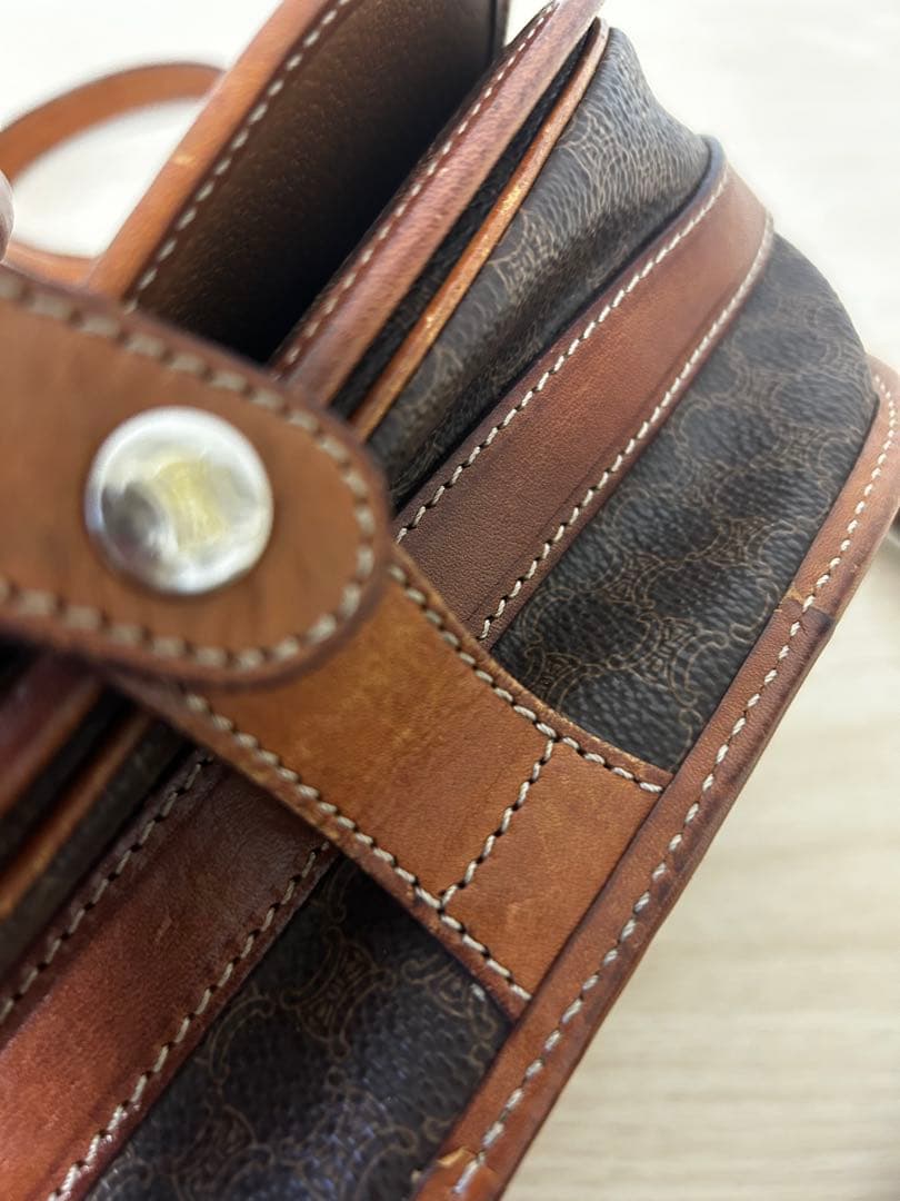 美品✨CELINE マカダム　セリーヌ ショルダーバッグ　茶/7