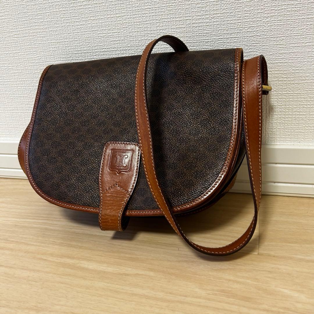 美品✨CELINE マカダム　セリーヌ ショルダーバッグ　茶/7
