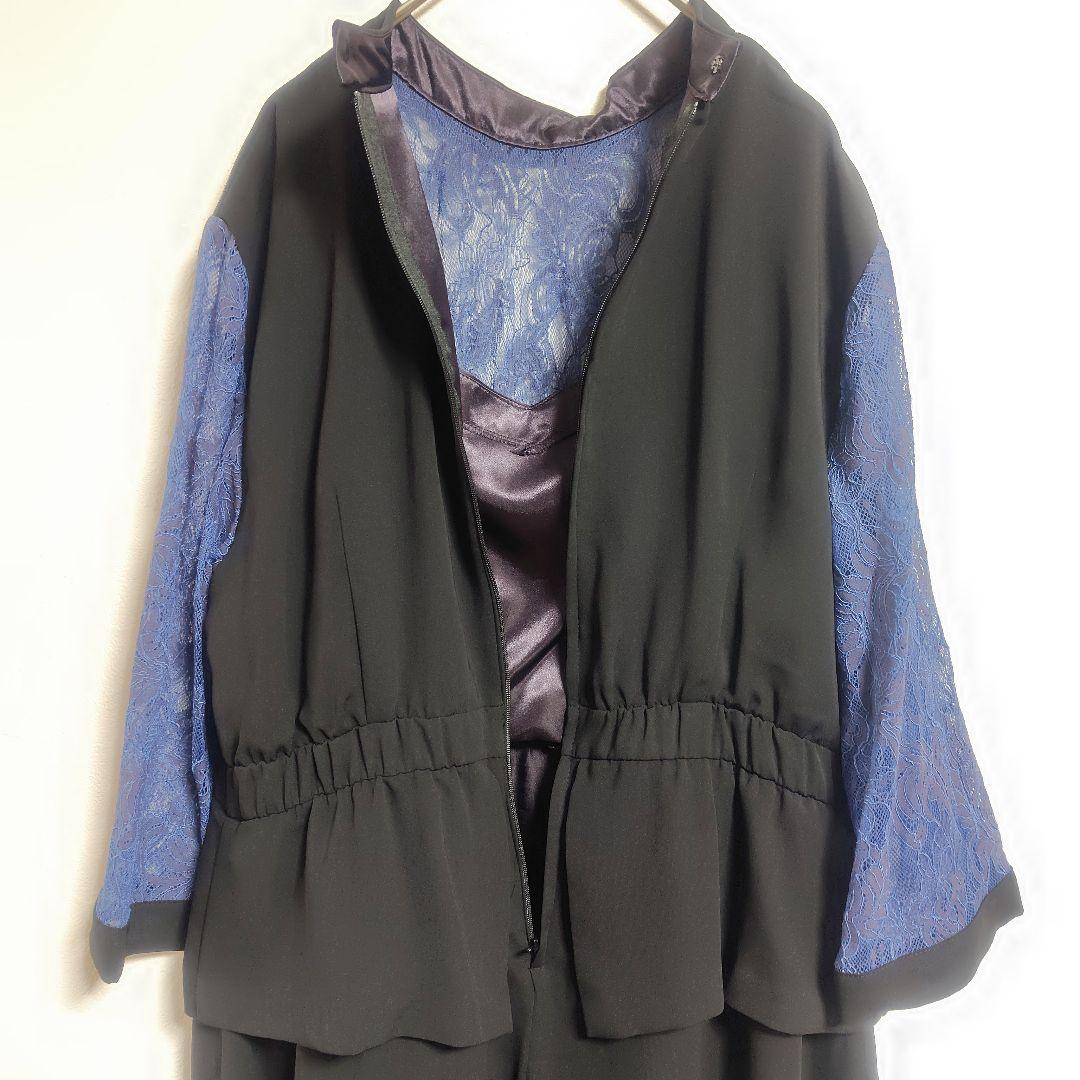 新品【Callarus】カラルス スタンドカラーレース切替デザインワンピース