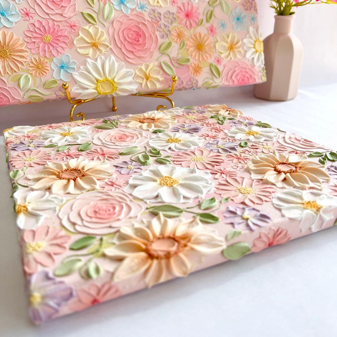 テクスチャーアート 絵画 インテリアアート 立体 花 絵 ボタニカル