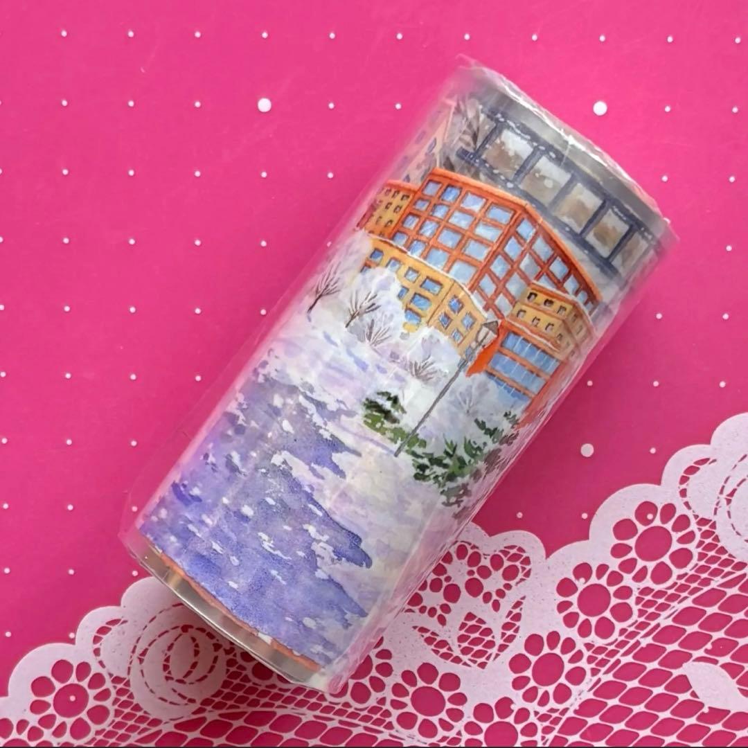 PET 雪映校园 8cm×5m 海外マスキングテープ 雪景色 学校 キャンパス