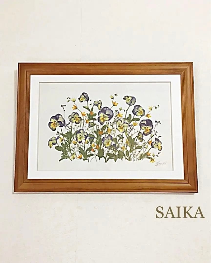 花 SAIKA 押し花アートボタニカルビオラ　M額