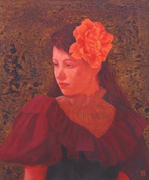 金子亨　タイトル「想」　F８号　油彩　額装　真作