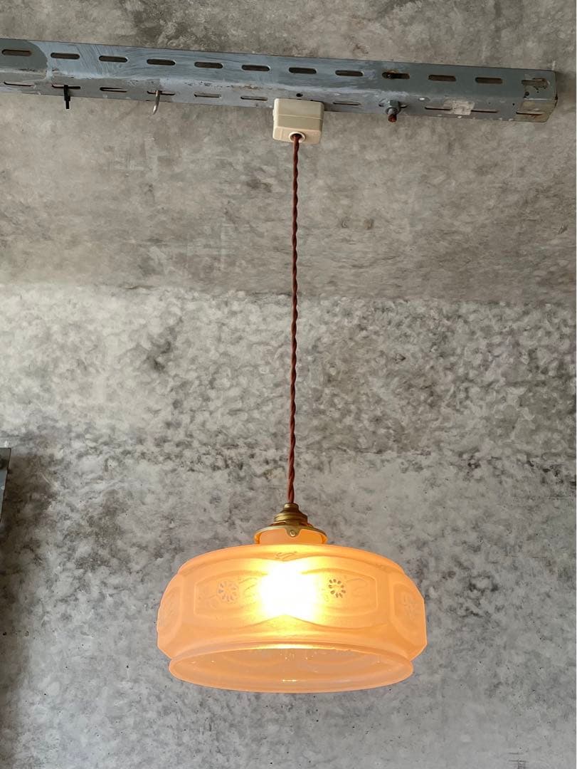 59. 40's フランスアンティーク 古民家 ガラスシェードペンダント