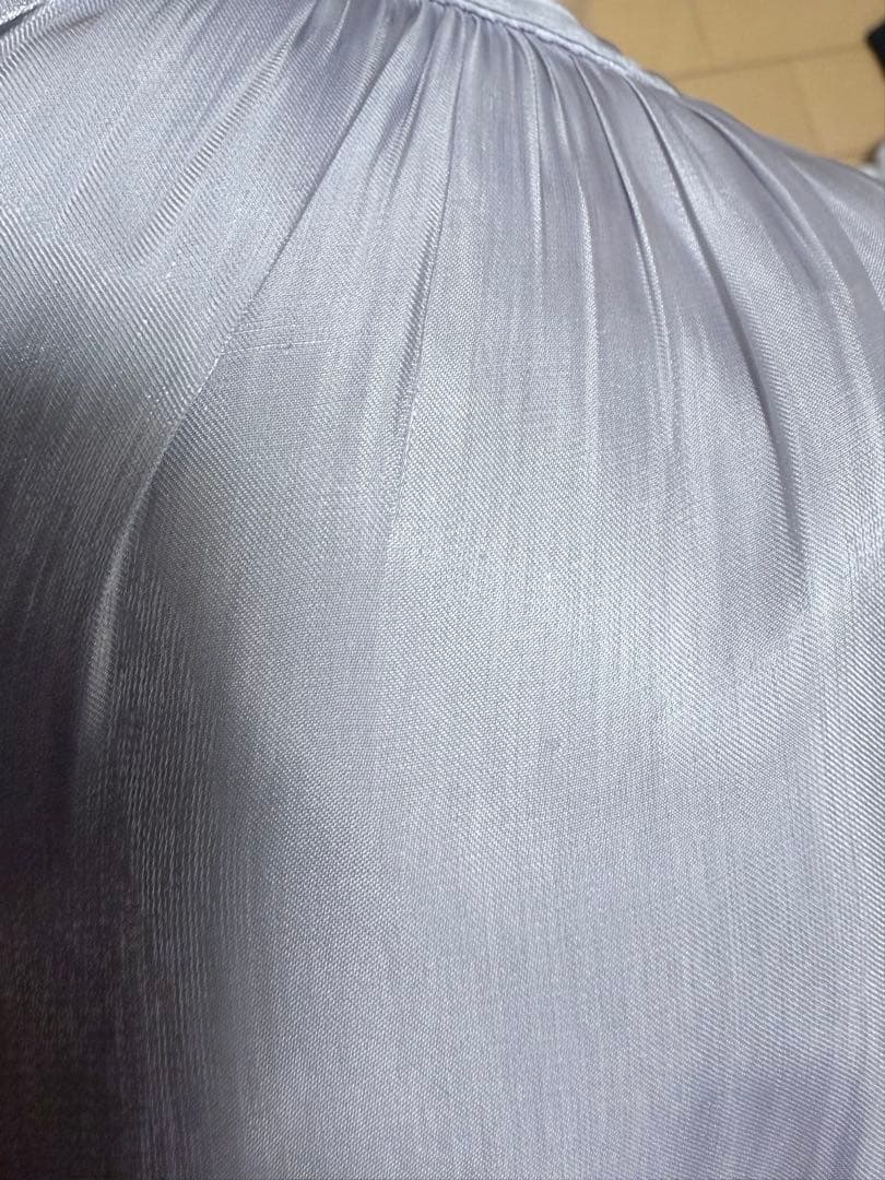 ROBE de FLEURS DEA サテンリボン　ミディアムドレス　ブルー