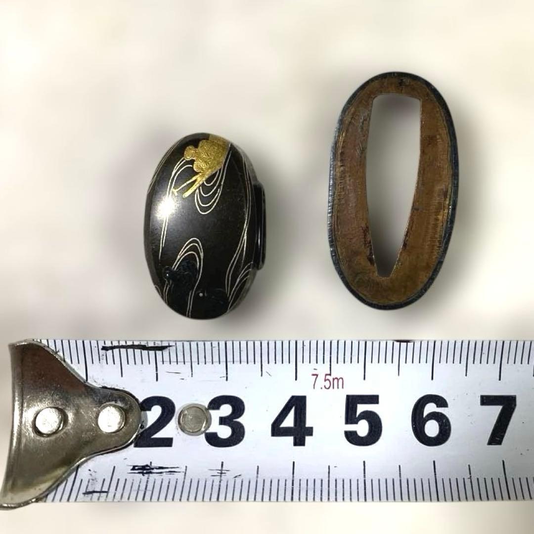 B-68 縁頭　金象嵌　武具　刀装具　骨董品　日本　時代物　美術品　工芸品